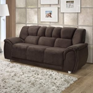 Sofá 3 Lugares Suede Amassado Cordoba Hellen Estofados Café